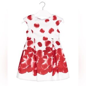 Mayoral White & Red Petal Pattern Dress